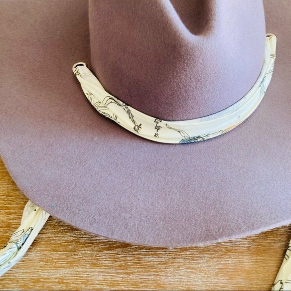 Anthropologie Wyeth Felt Wool Floral Scarf Chin Strap Hat